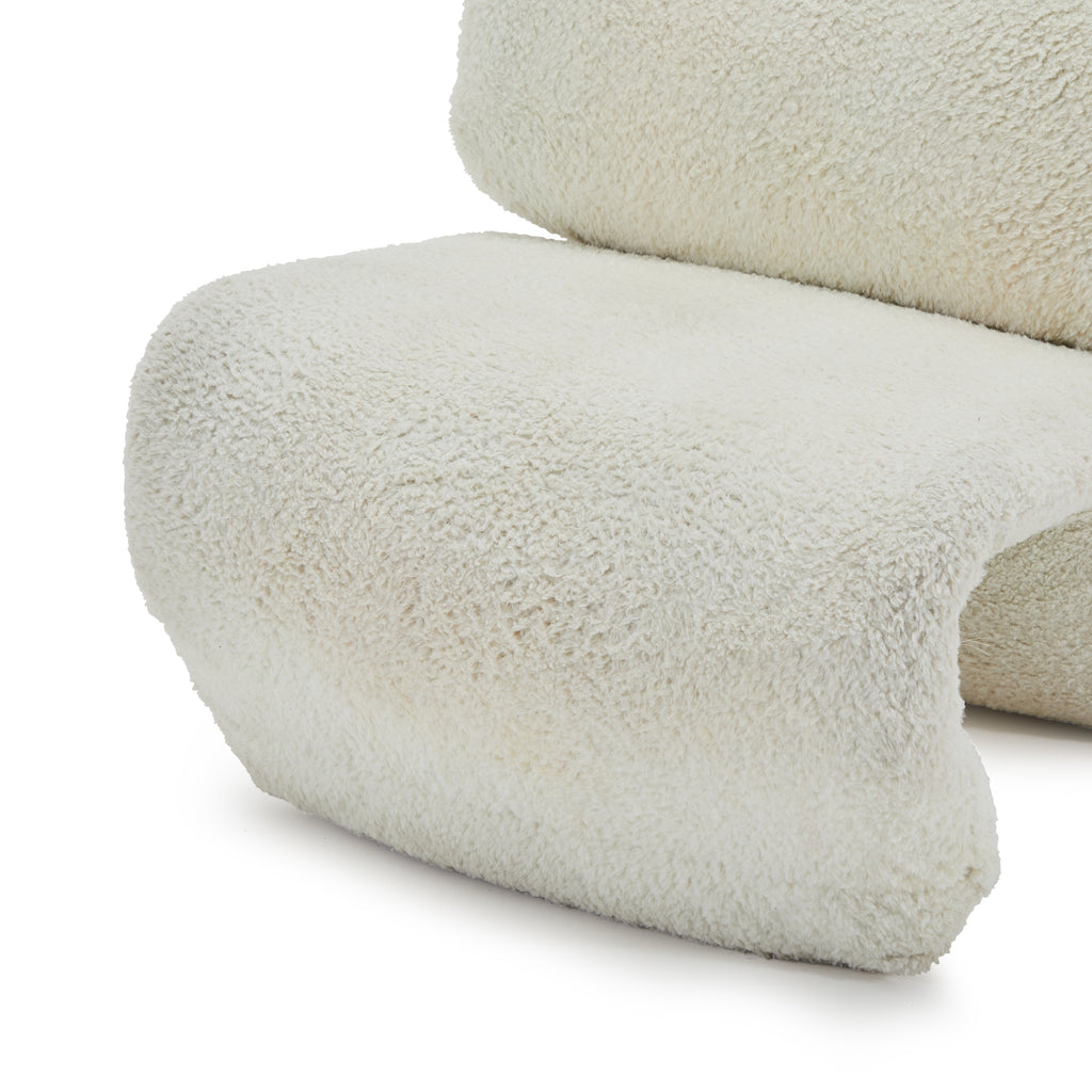 White Sheep Boucle Fabric Ribbon Chair