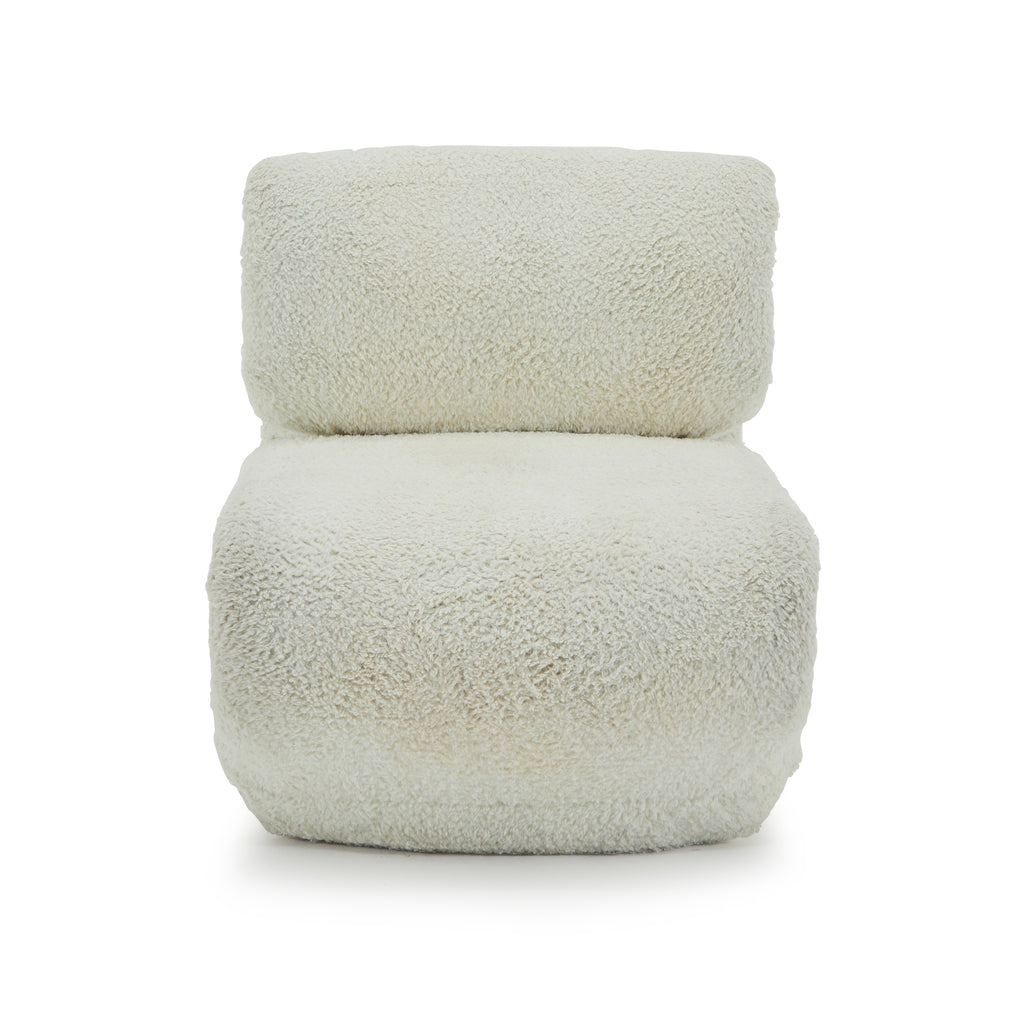 White Sheep Boucle Fabric Ribbon Chair