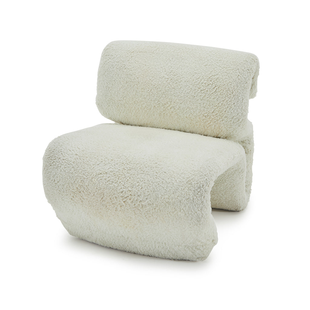 White Sheep Boucle Fabric Ribbon Chair