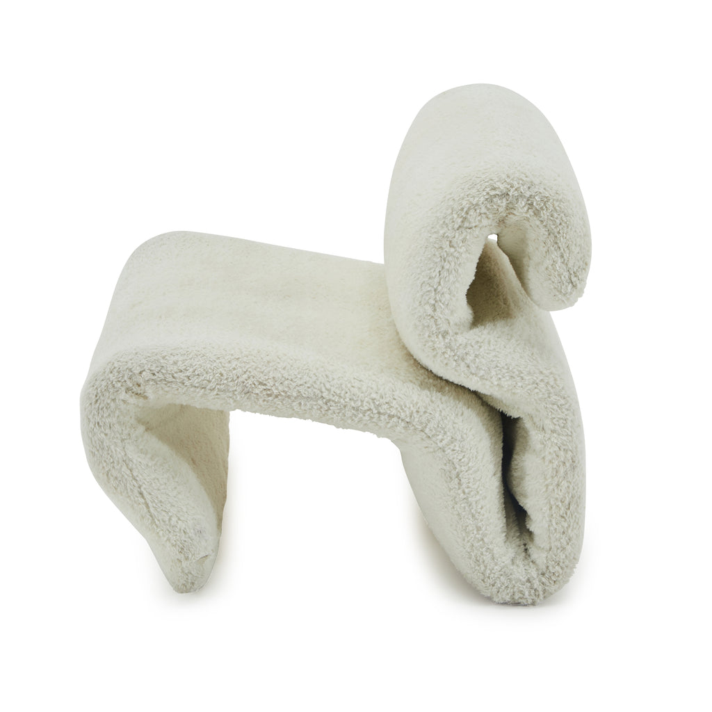 White Sheep Boucle Fabric Ribbon Chair