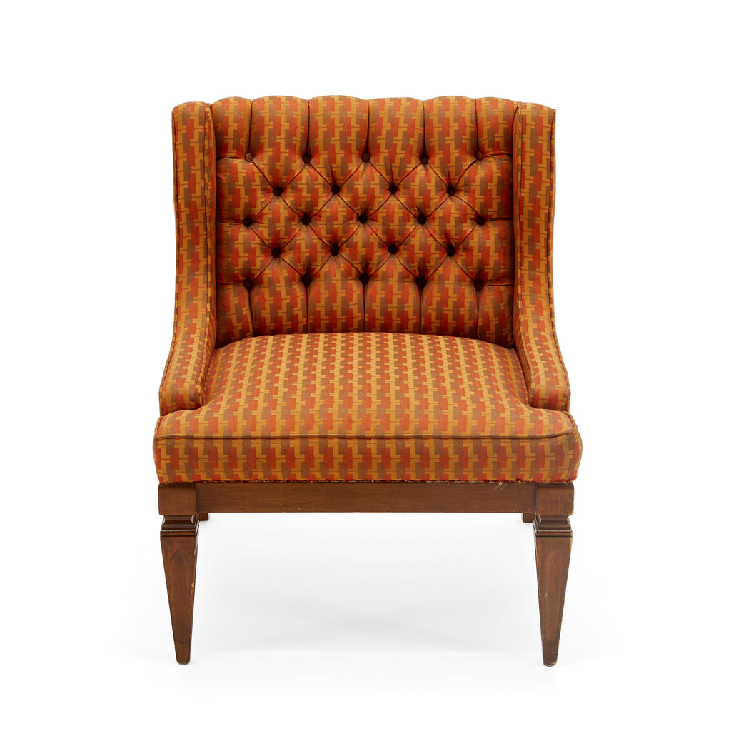 Orange Patterned Mid Century Lounge Chair