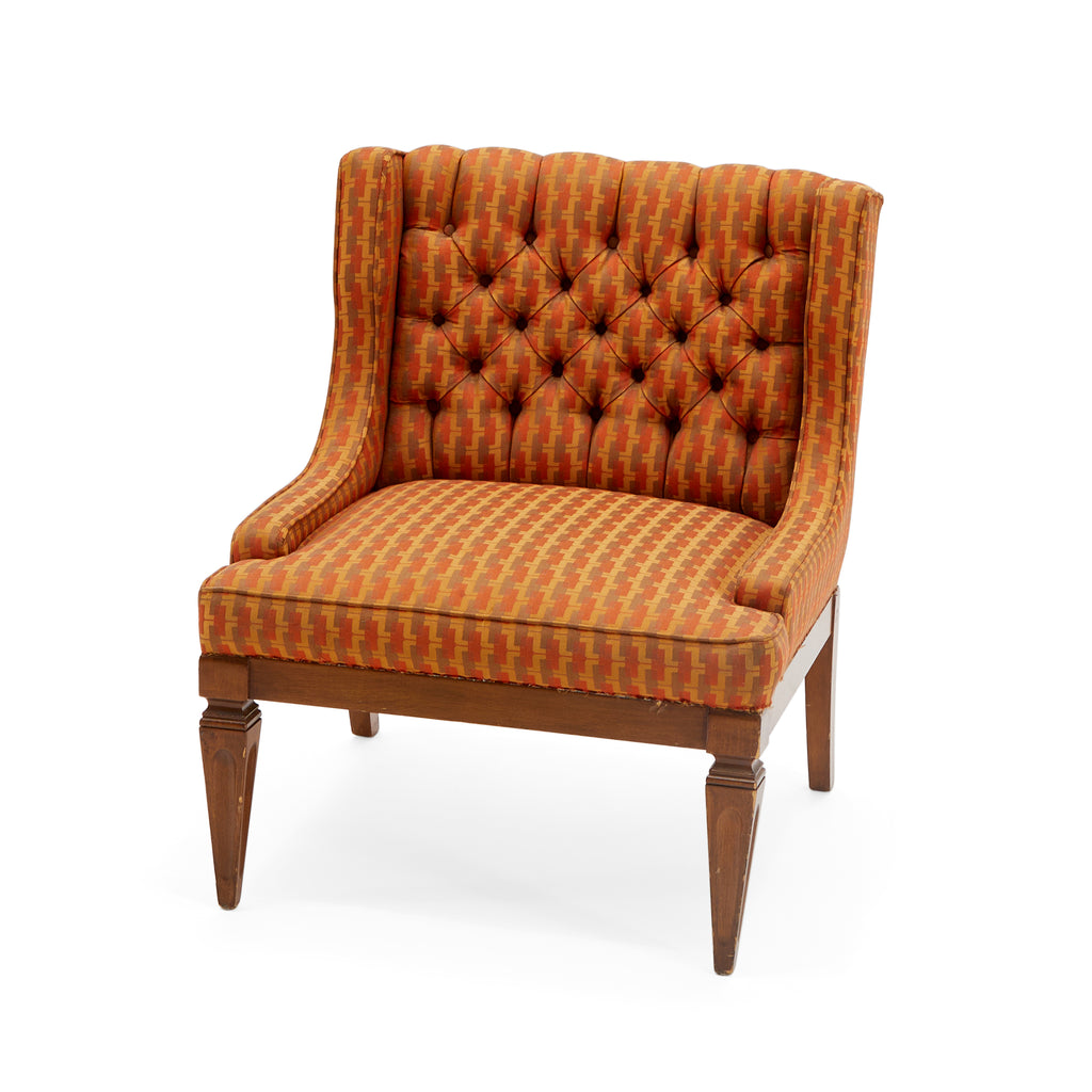 Orange Patterned Mid Century Lounge Chair