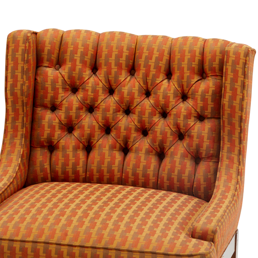 Orange Patterned Mid Century Lounge Chair