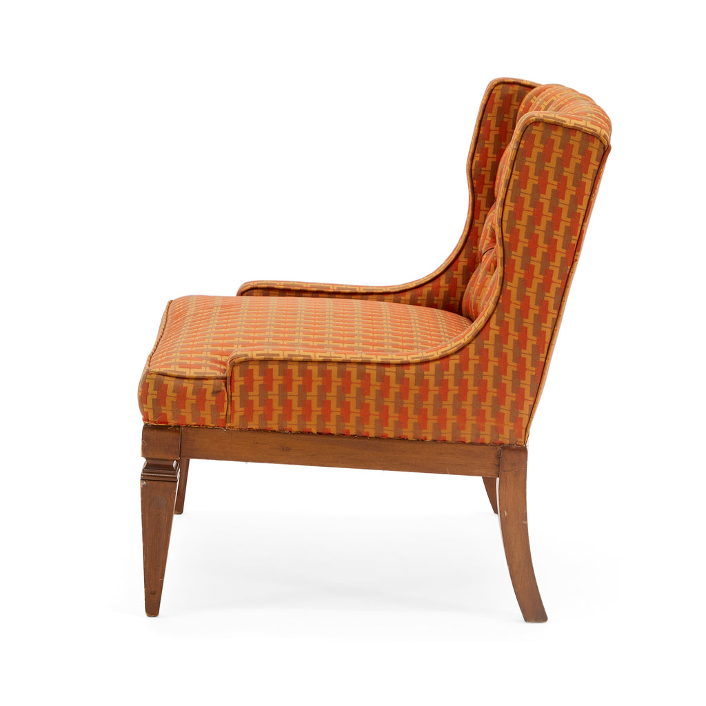 Orange Patterned Mid Century Lounge Chair