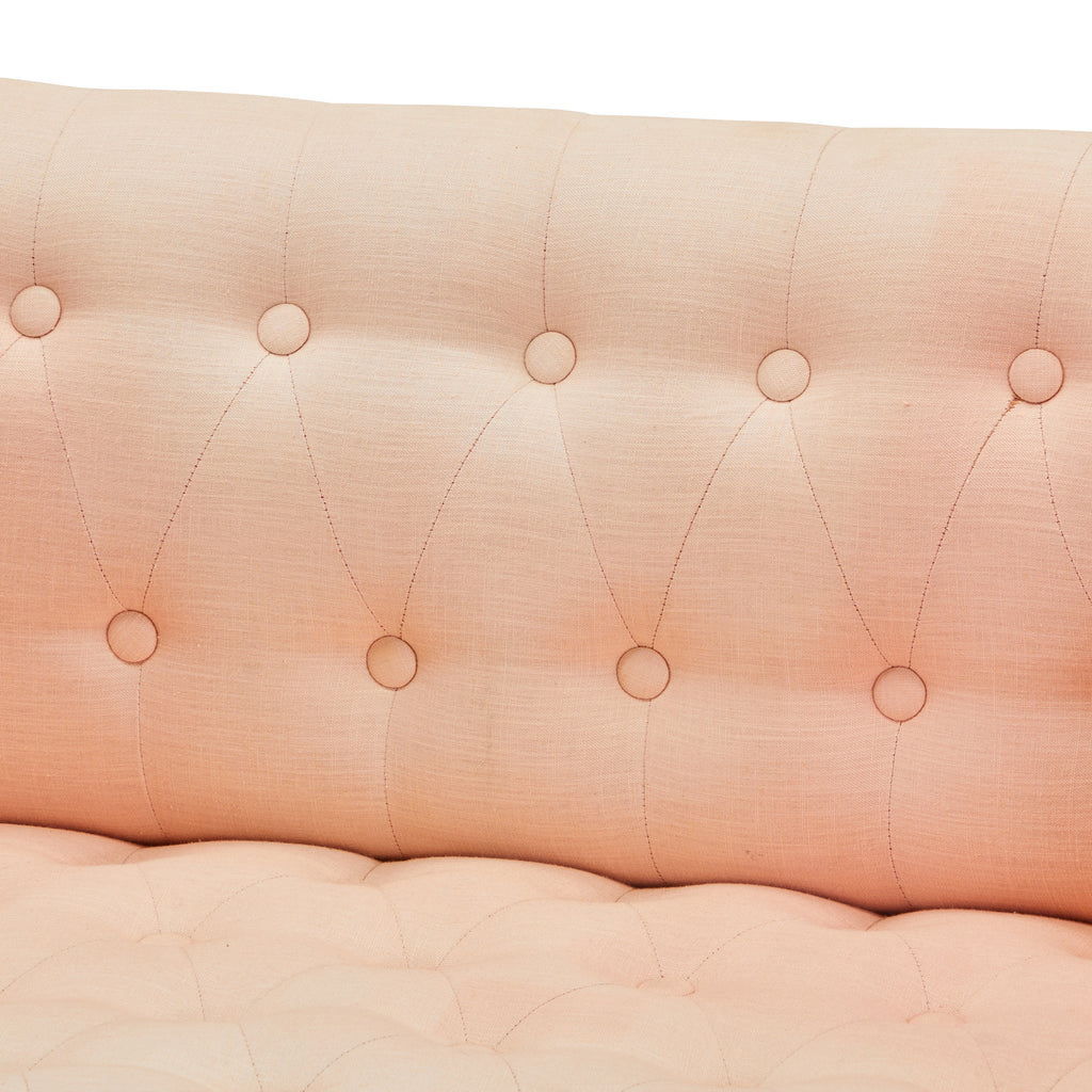 Pink Tufted Mid Century Love Seat