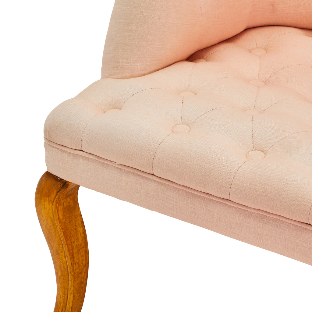 Pink Tufted Mid Century Love Seat