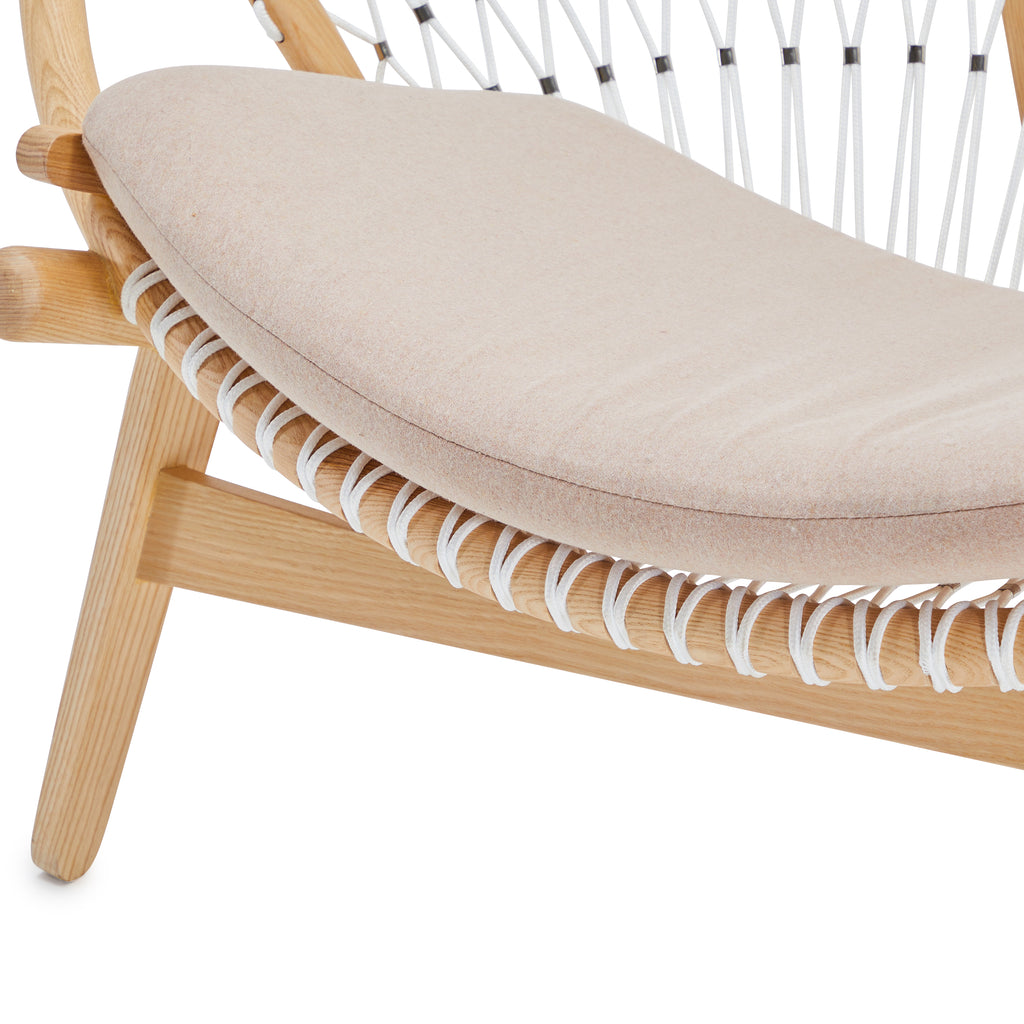 Wood & White Rope Contemporary Outdoor Lounge Chair