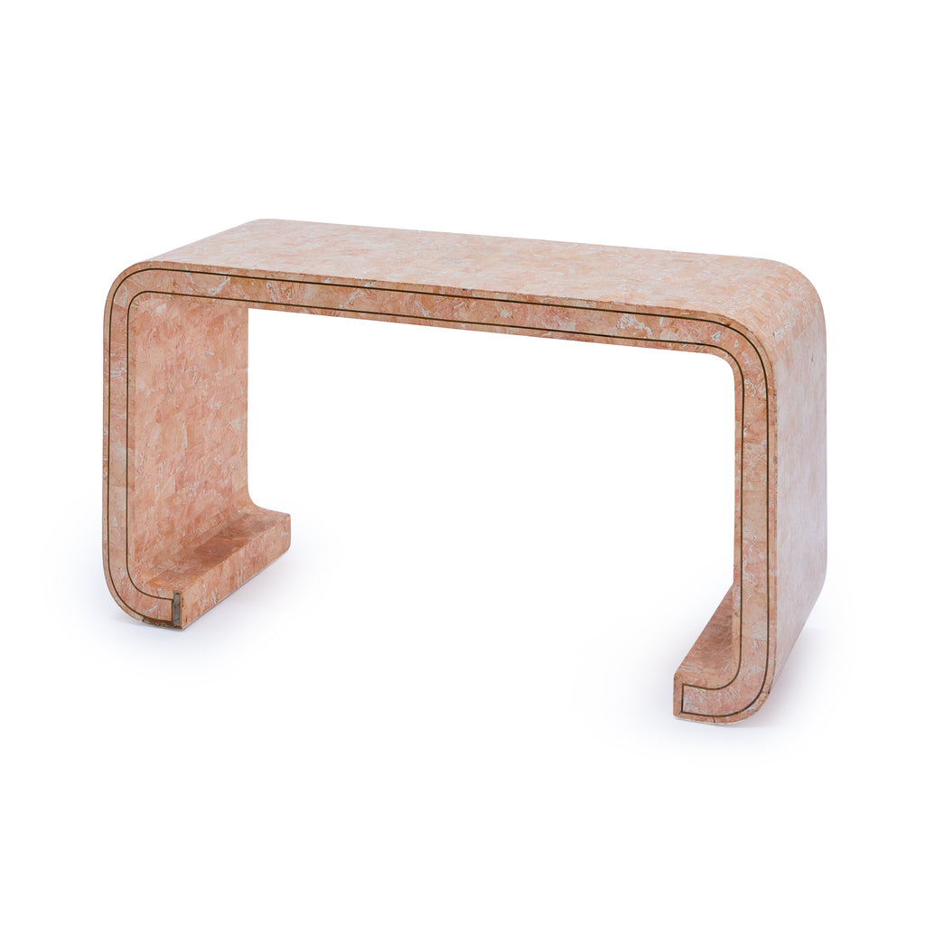 Pink Stone Curved Leg Console Table