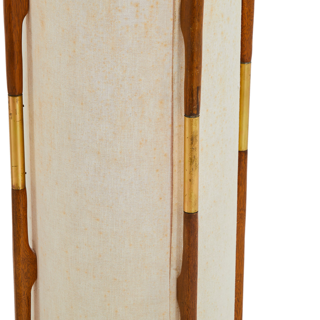 Wood & White Cylinder Shade Modern Floor Lamp