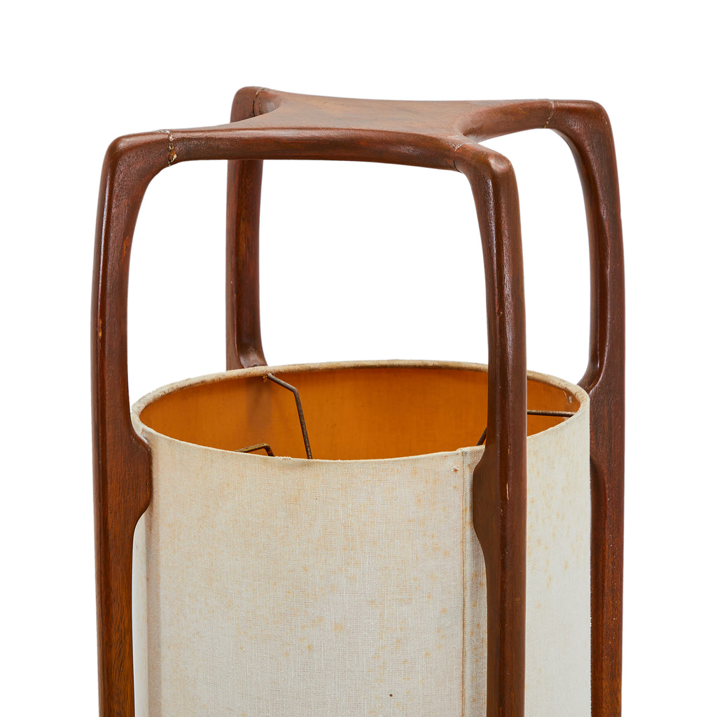 Wood & White Cylinder Shade Modern Floor Lamp