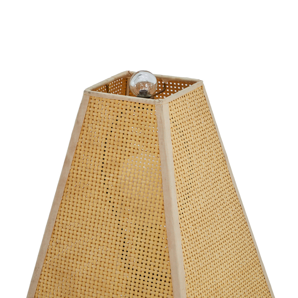 Wood & Cane Shade Vintage Floor Lamp
