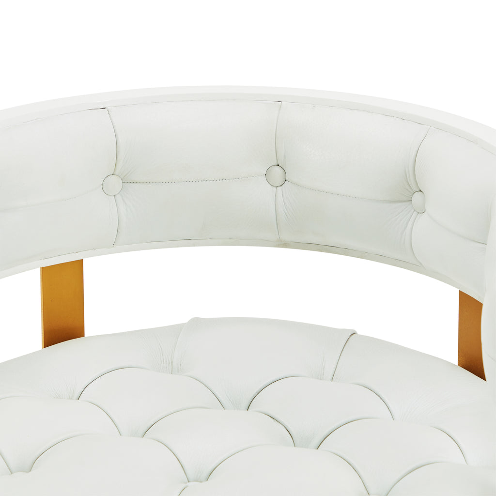 White Leather & Gold Dining Chair