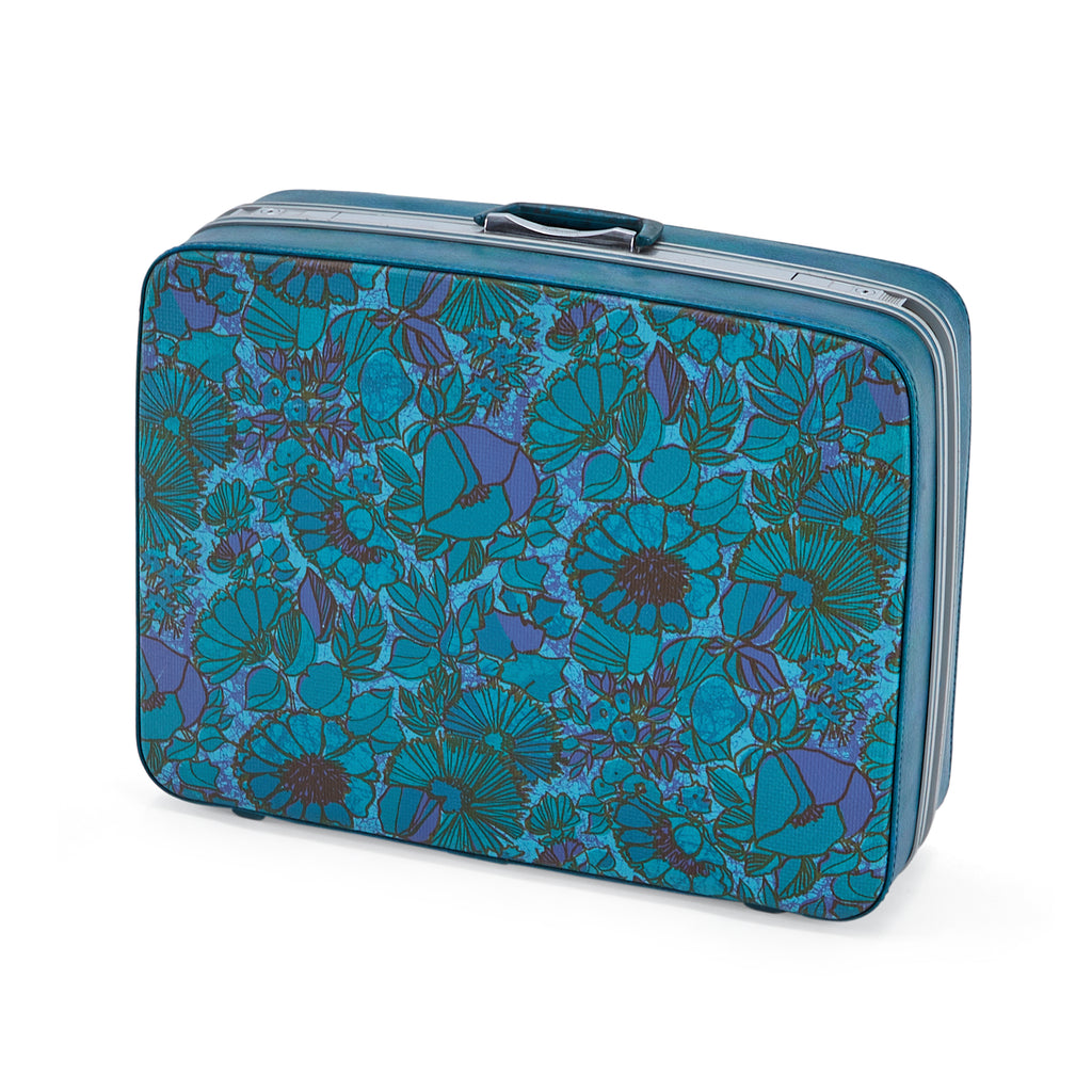 Blue Floral Vintage Suitcase Large