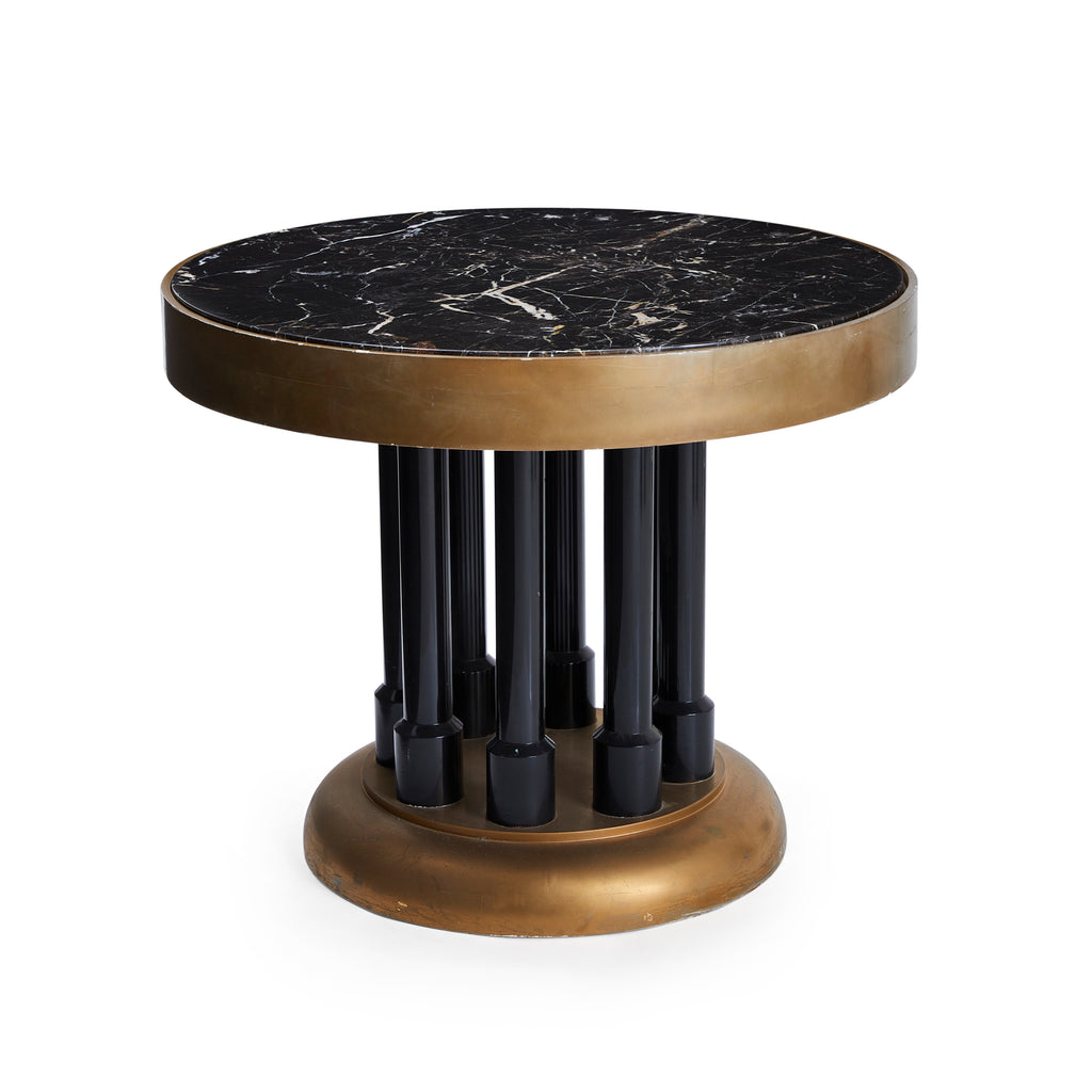 Black Marble & Bronze Round Side Table