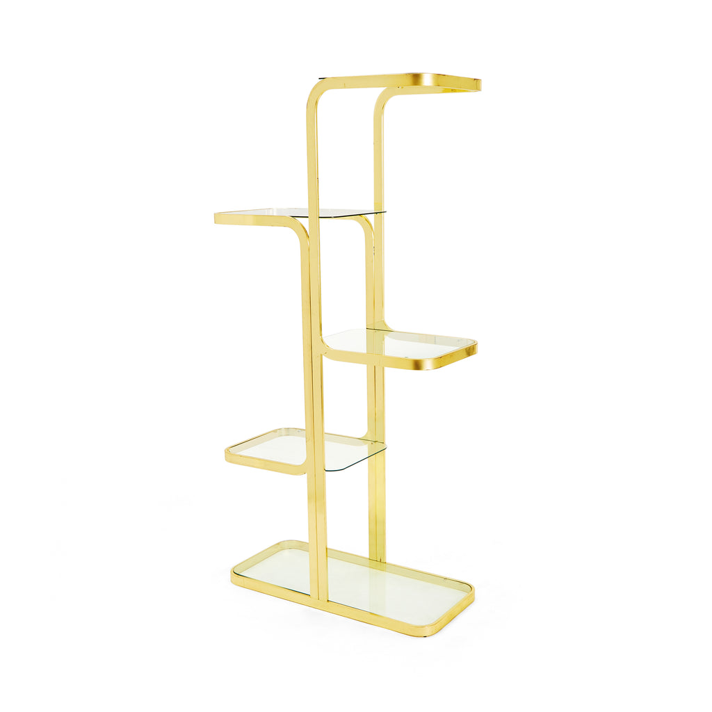 Gold & Glass Modern Multi Tier Shelf Unit