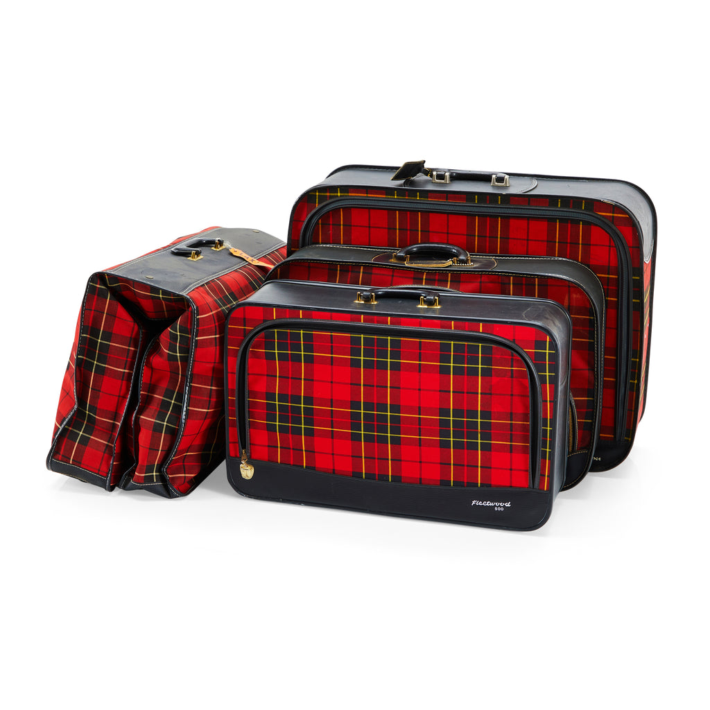 Red Plaid Large Soft Shell Suitcase