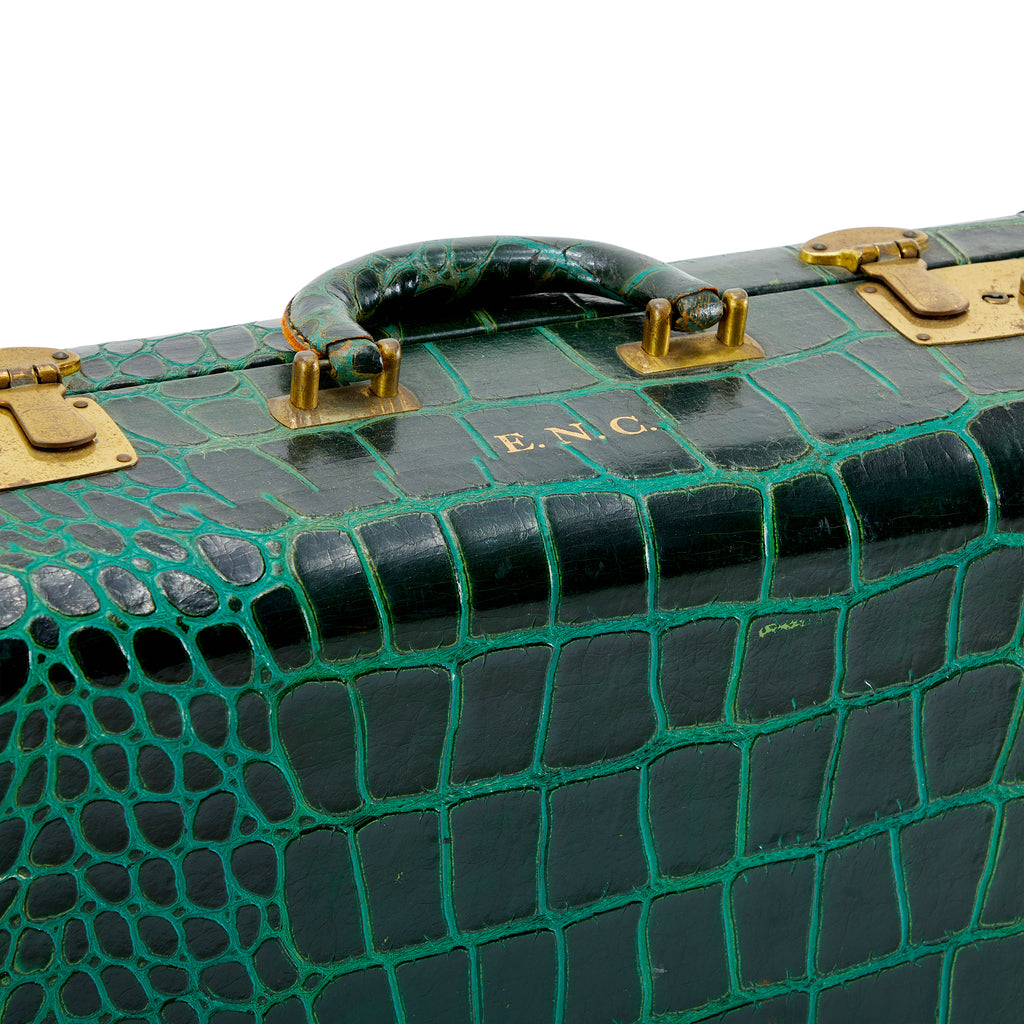 Green Alligator Skin Suitcase Small
