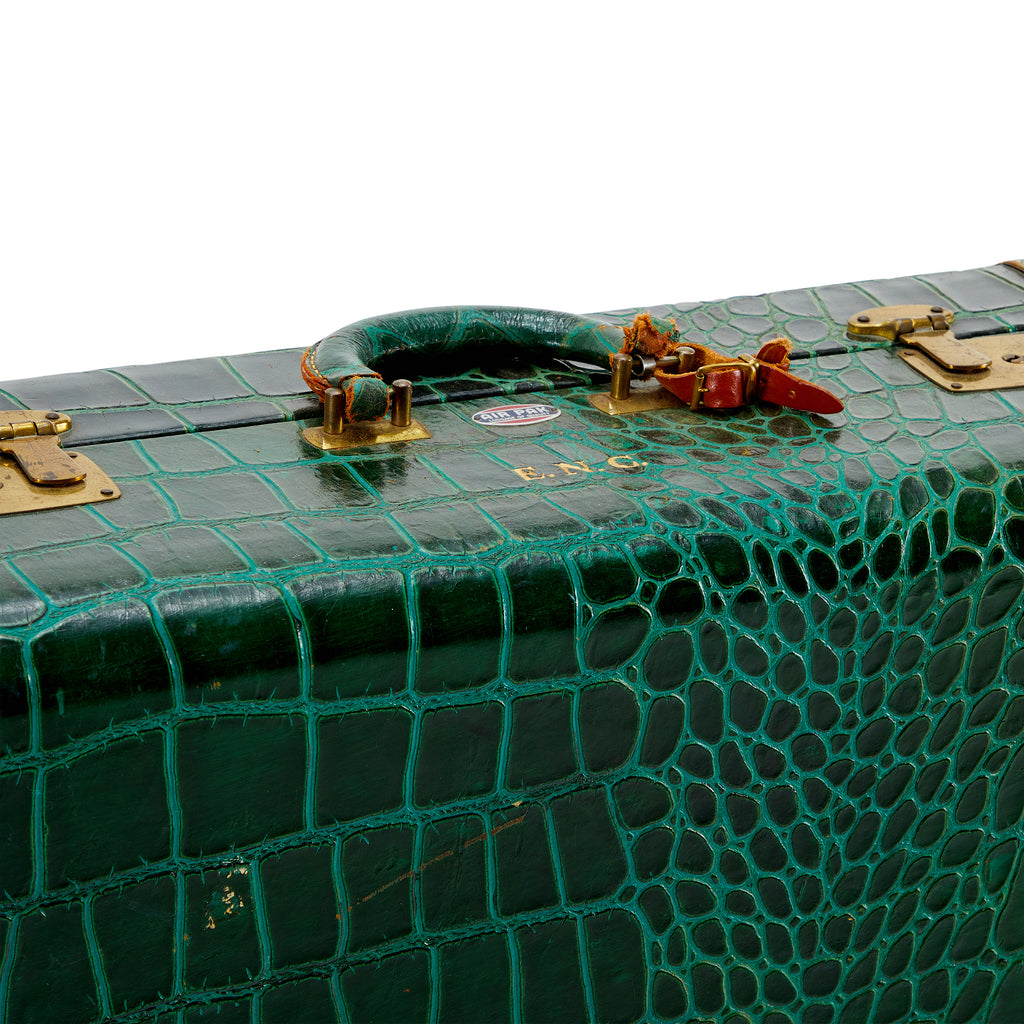 Green Alligator Skin Suitcase Large