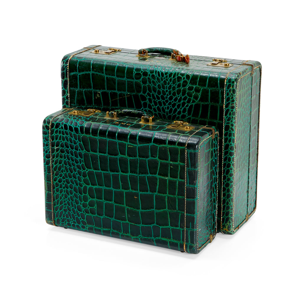 Green Alligator Skin Suitcase Small
