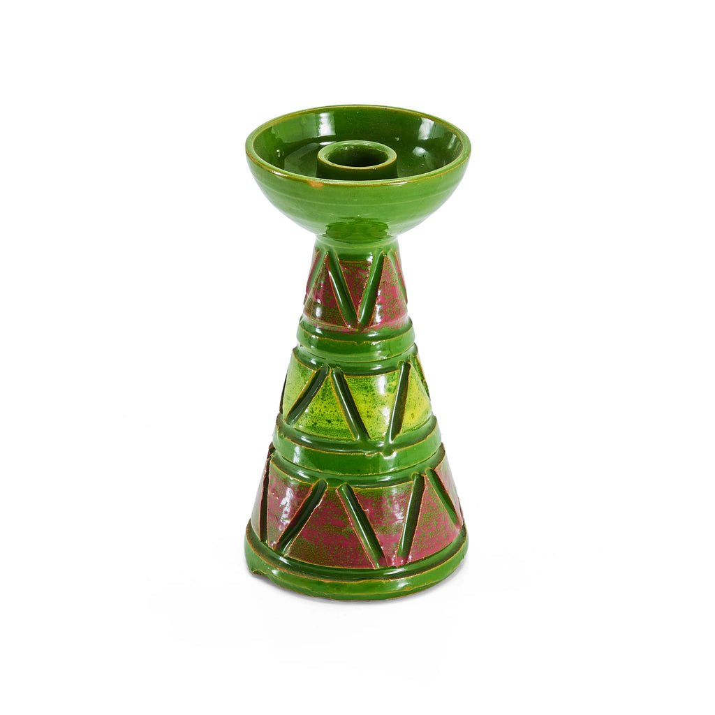 Green & Purple Ceramic Candle Stick Holder