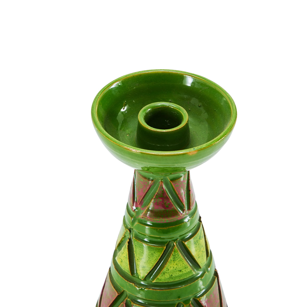 Green & Purple Ceramic Candle Stick Holder
