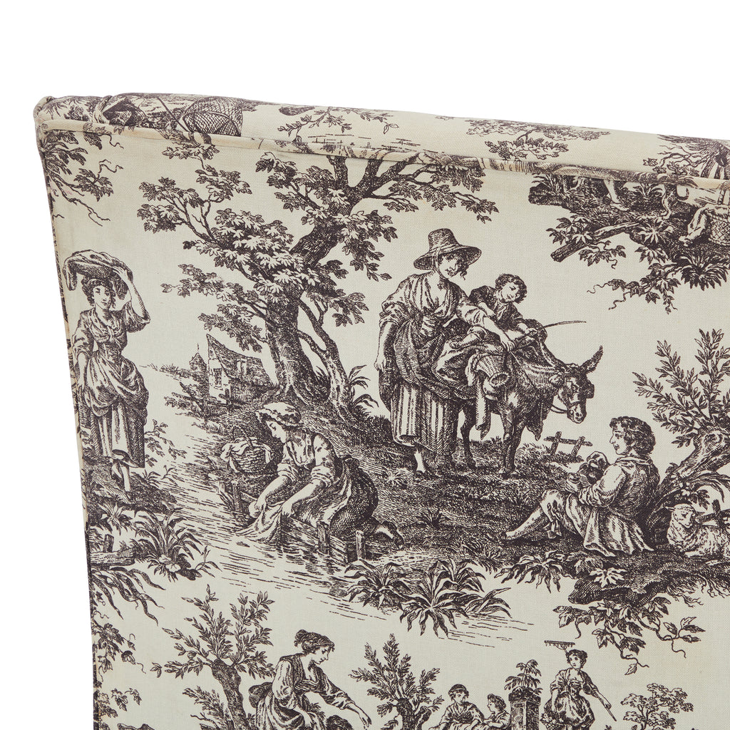 White & Black Vintage Pastoral Print Arm Chair