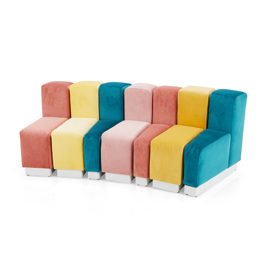 Multicolor Velvet Pastel Piano Key Sectional Sofa