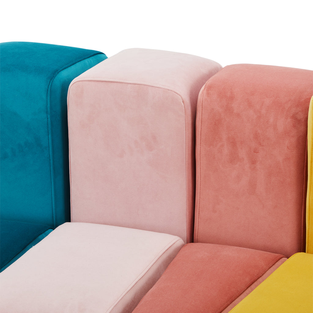 Multicolor Velvet Pastel Piano Key Sectional Sofa