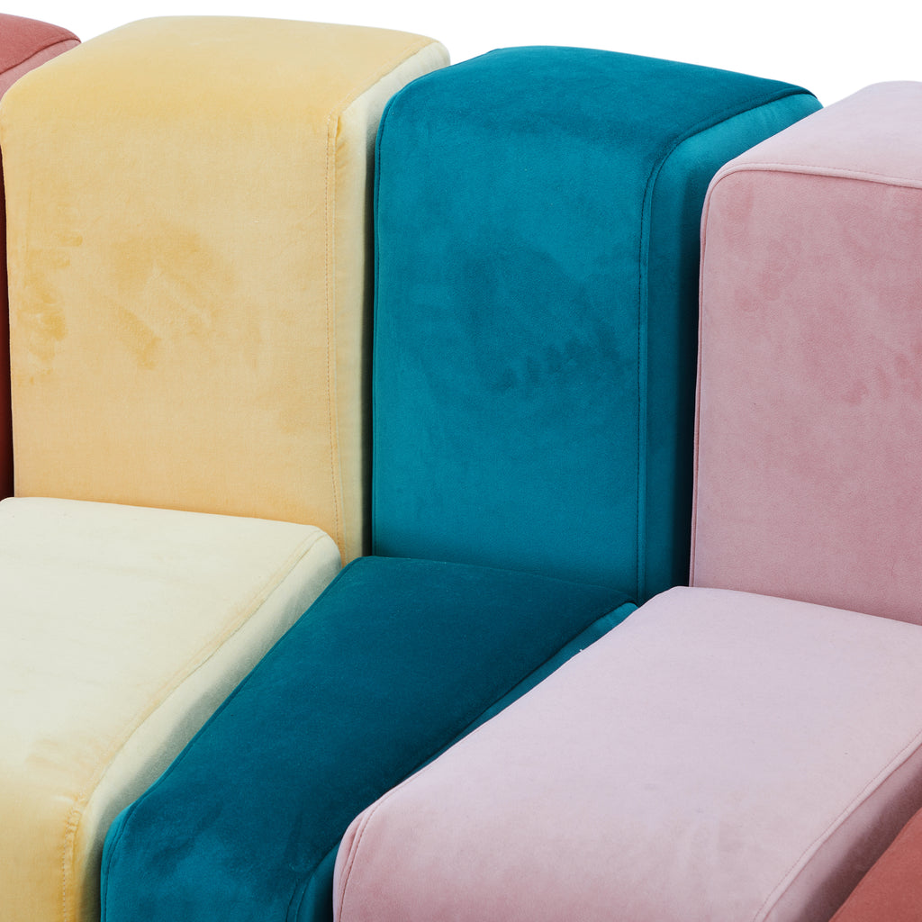 Multicolor Velvet Pastel Piano Key Sectional Sofa