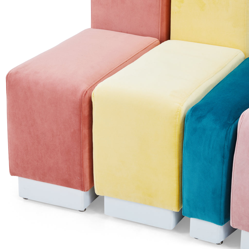 Multicolor Velvet Pastel Piano Key Sectional Sofa