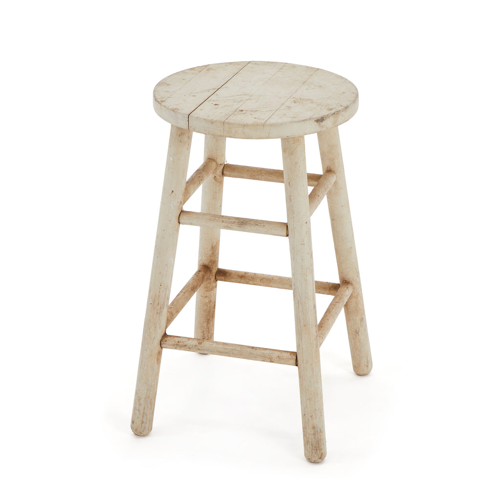 White Rustic Wood Stool
