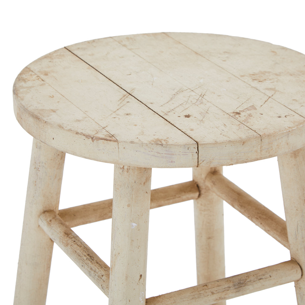 White Rustic Wood Stool