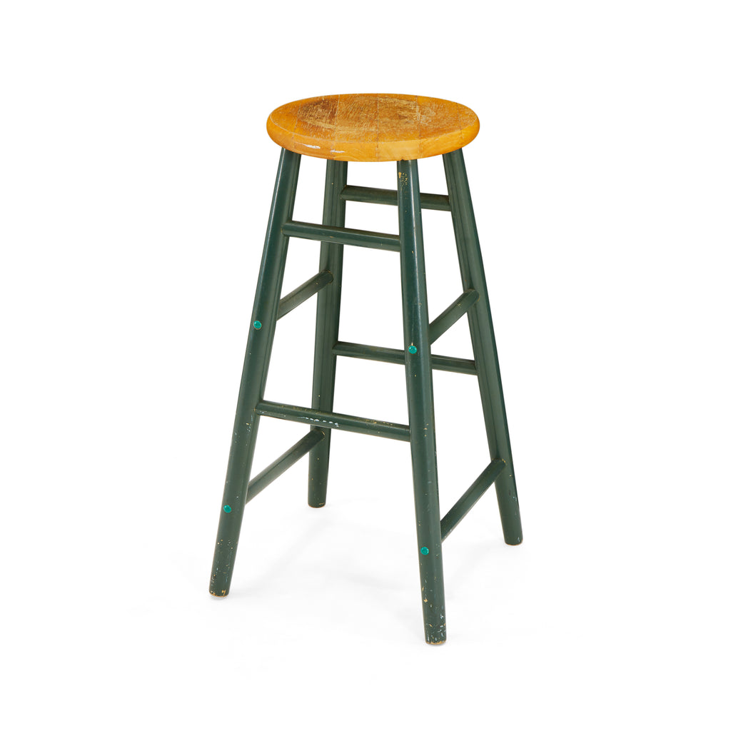Green & Wood Top Rustic Stool