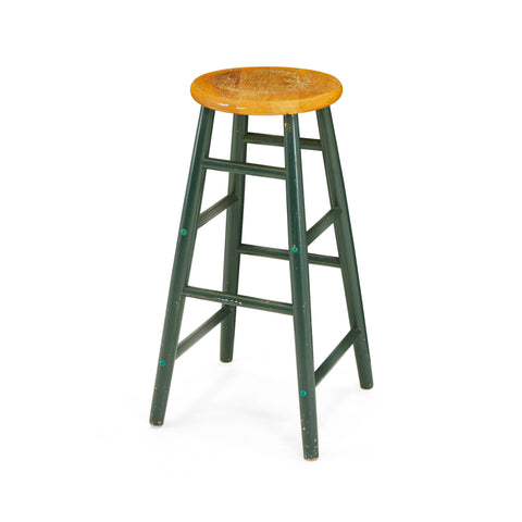 Green & Wood Top Rustic Stool