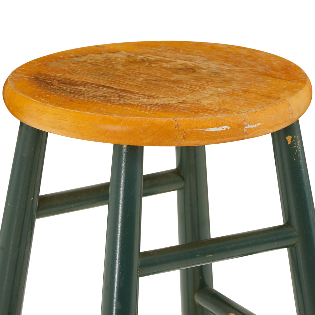 Green & Wood Top Rustic Stool