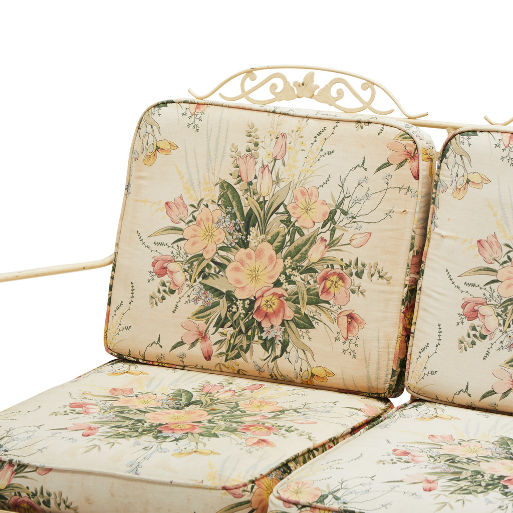 White Cream Floral Outdoor Sofa