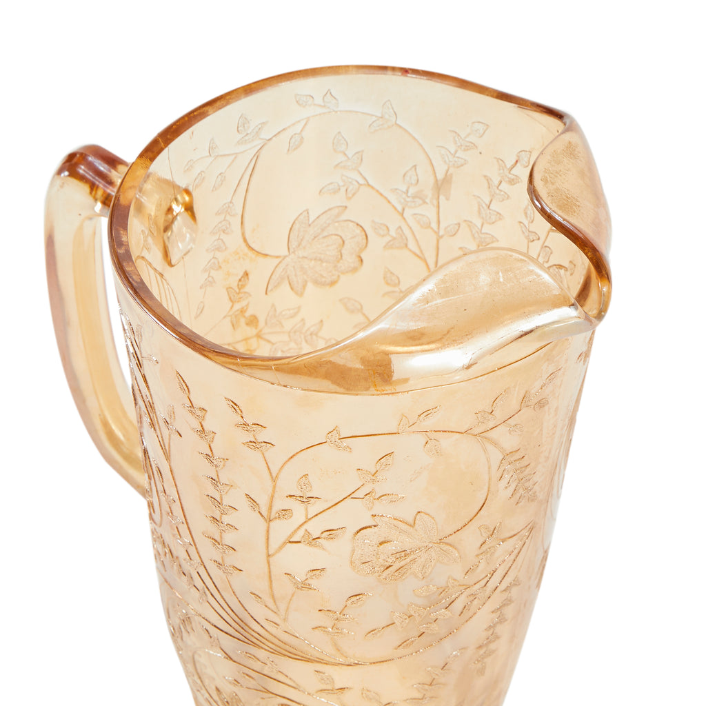 Flower Patterned Glass Pitcher