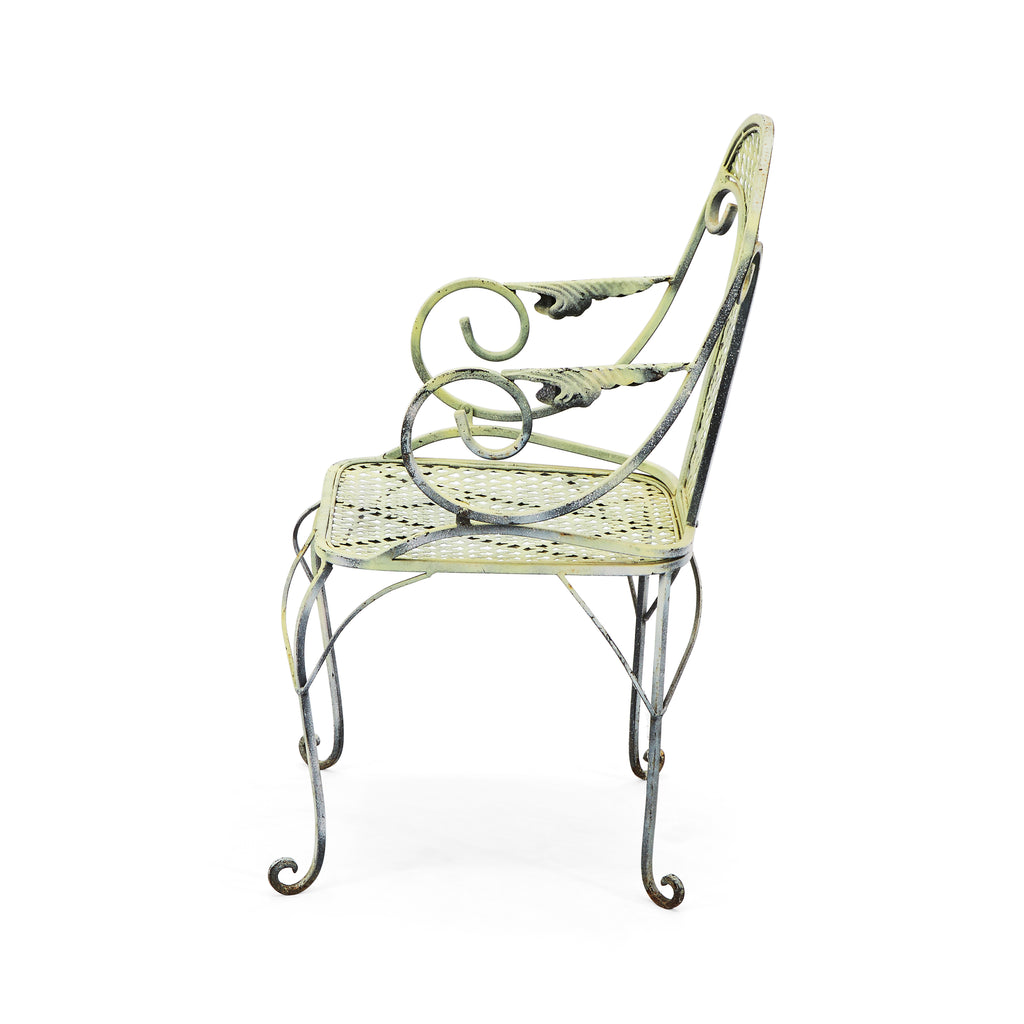 Green Painted Wrought Iron Patio Chair