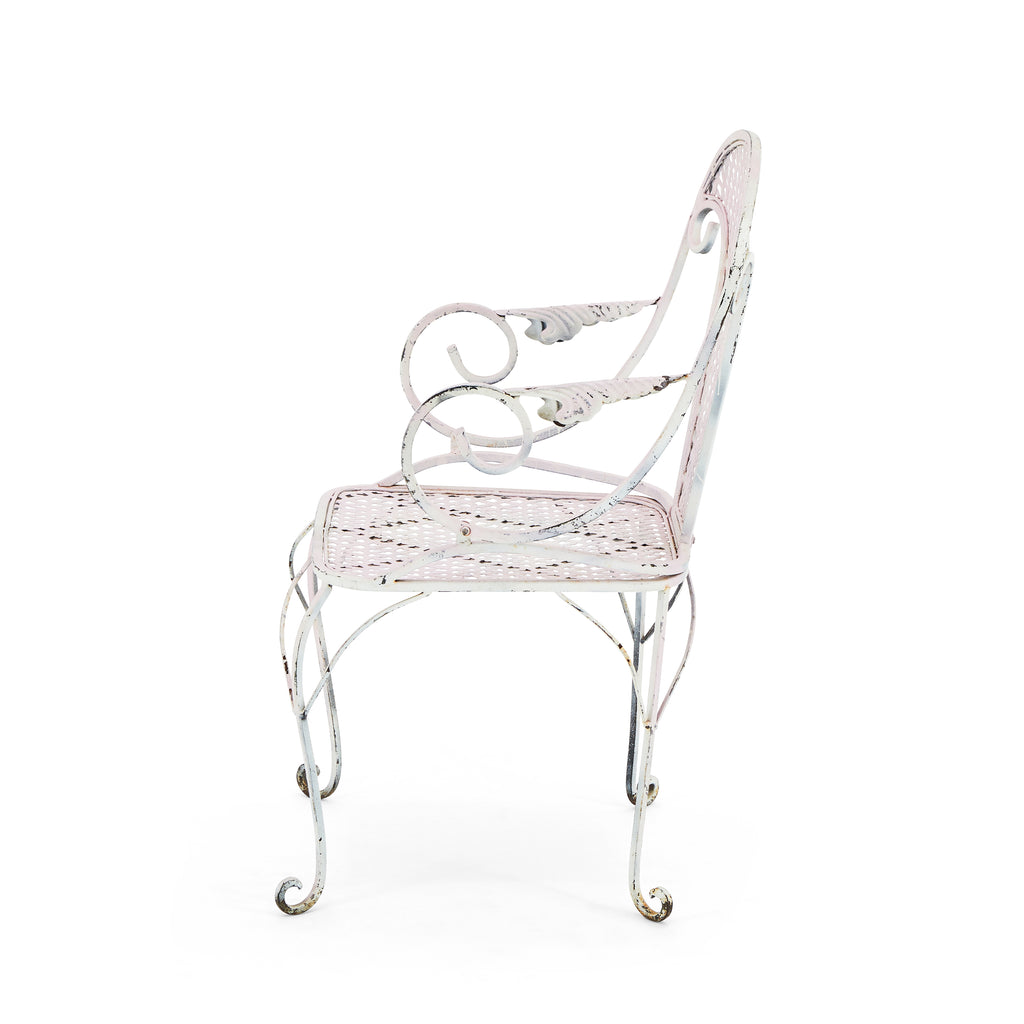 White Painted Wrought Iron Patio Chair