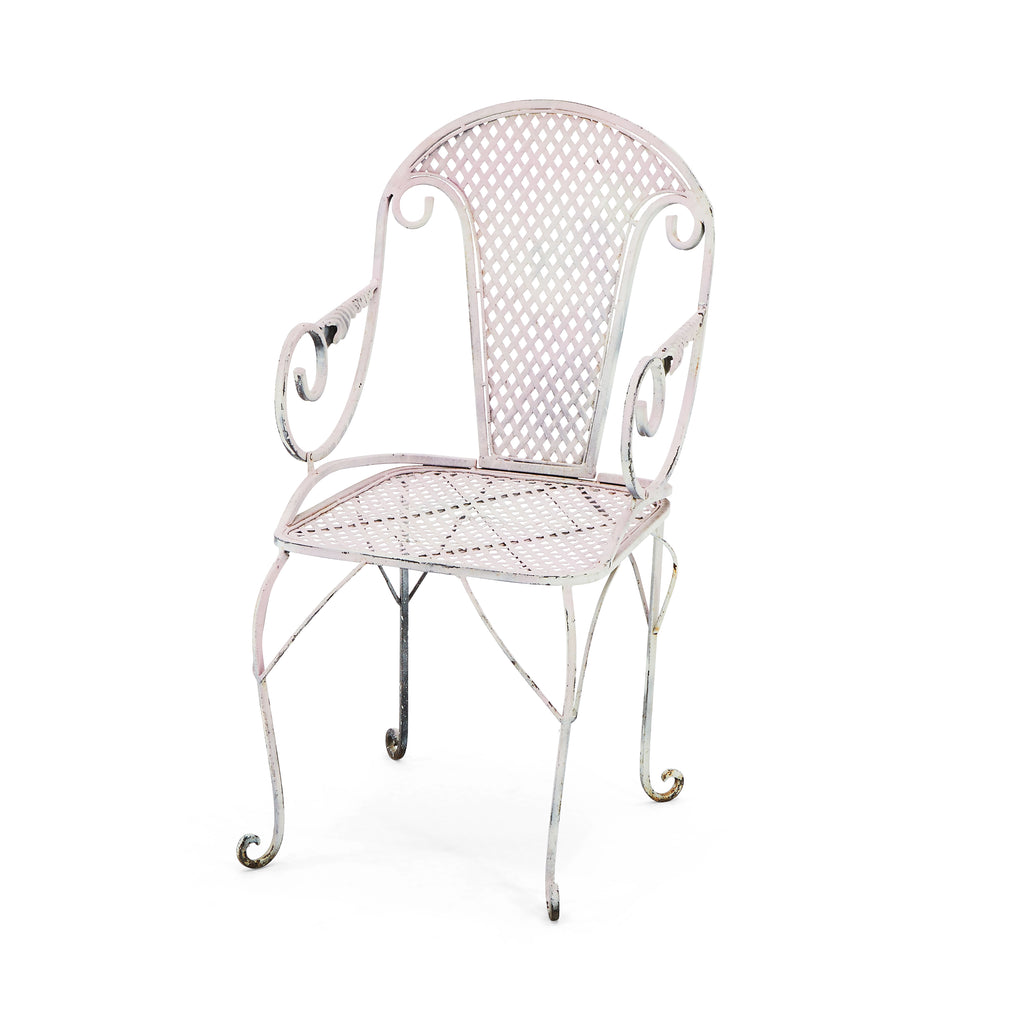 White Painted Wrought Iron Patio Chair