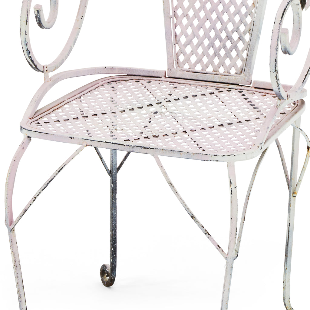 White Painted Wrought Iron Patio Chair