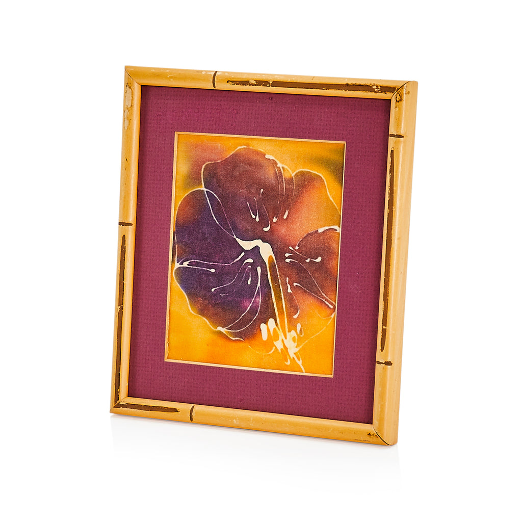 00.48 (A+D) Framed Purple Hawaiian Hibiscus Flower Painting B