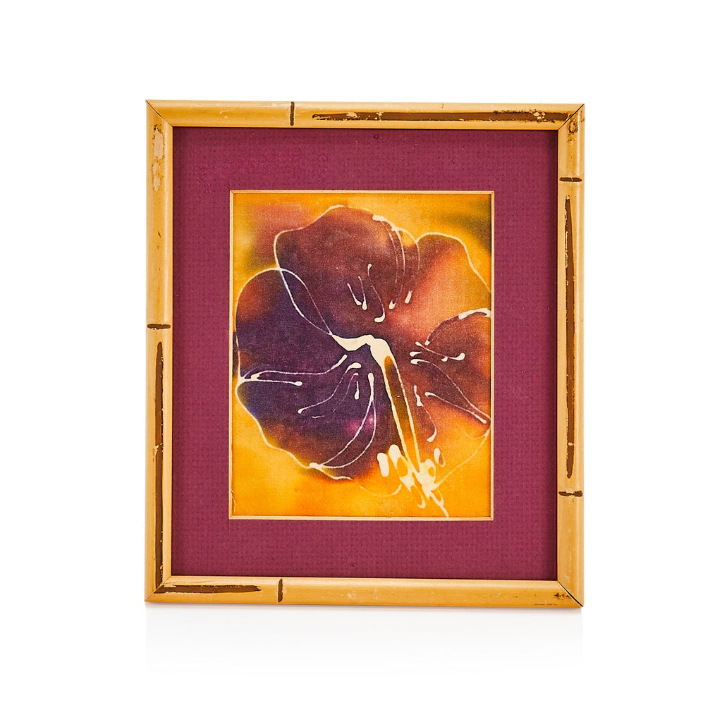 00.48 (A+D) Framed Purple Hawaiian Hibiscus Flower Painting B