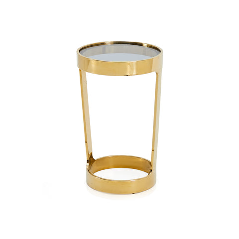 Brass & Glass Round End Table