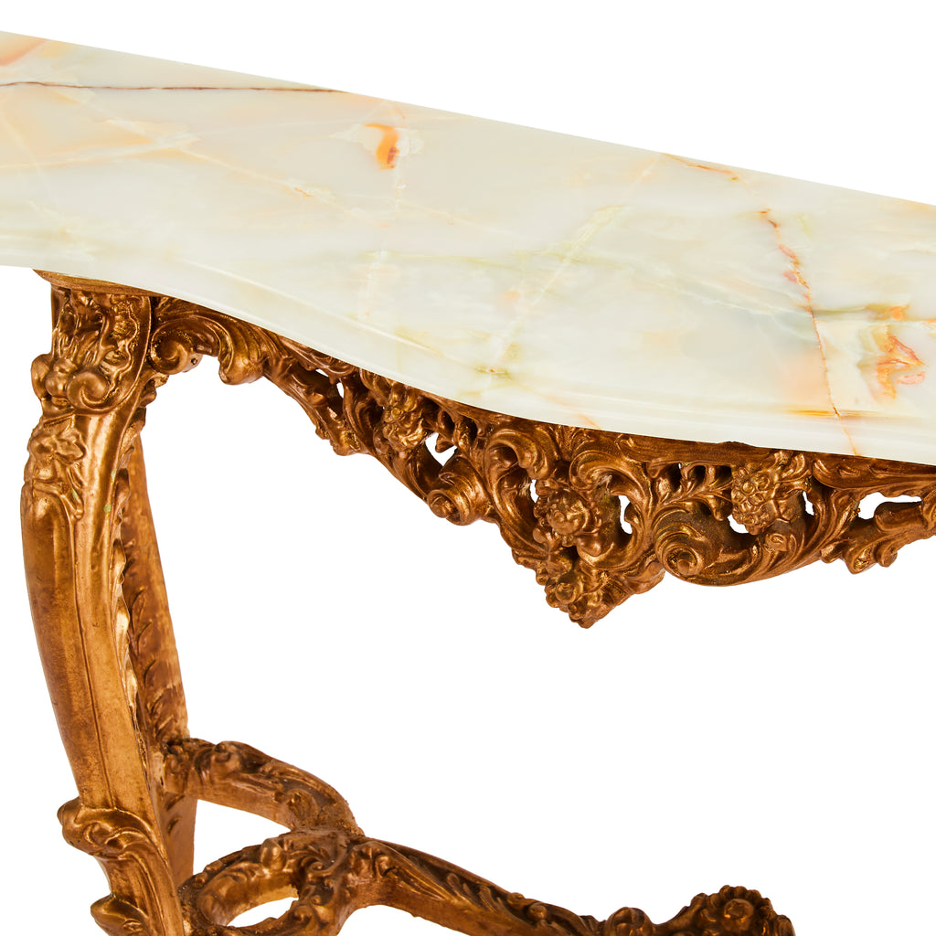 French Style Gilt Wood Console Table
