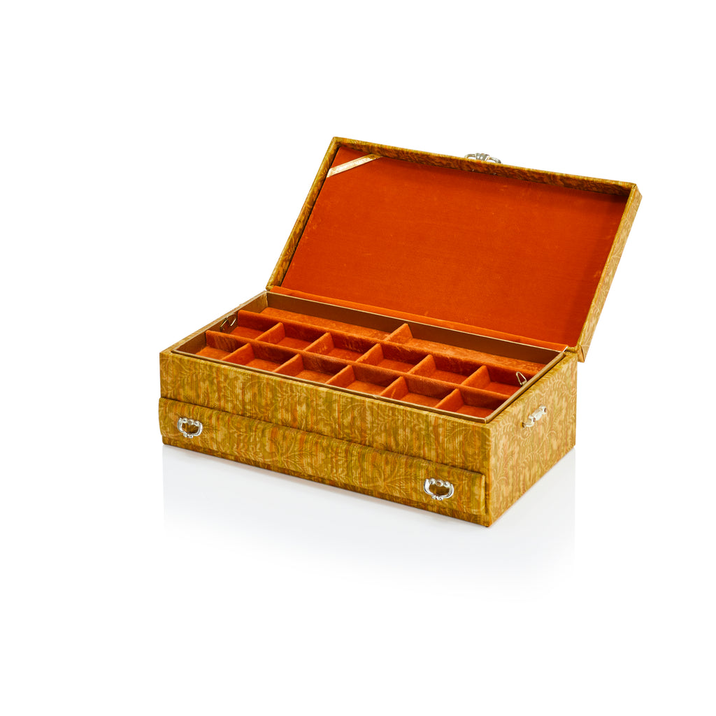 Floral Jewelry Box with Orange Lining