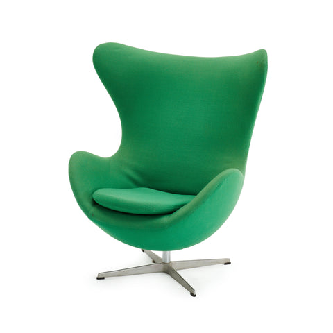 Green Jacobsen Style Fabric Egg Chair