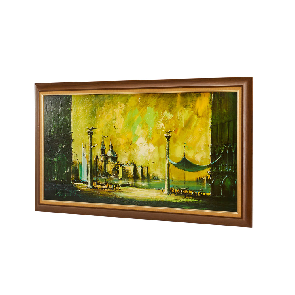 0037 (A+D) Wide Framed Painting of Venice