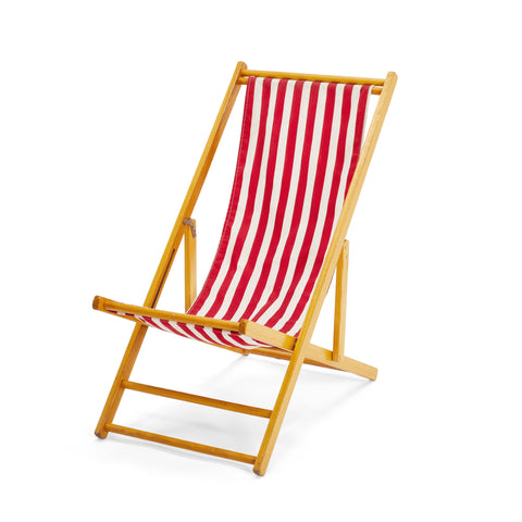Red and White Striped Folding Chair