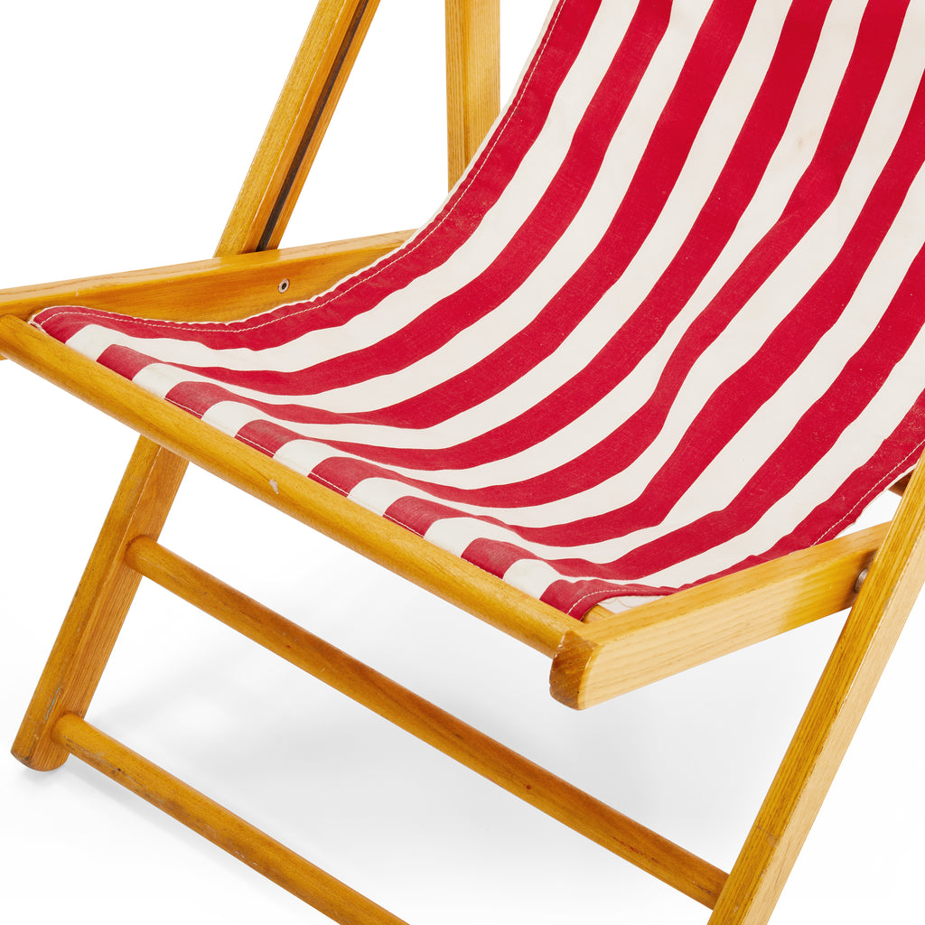 Red and White Striped Folding Chair